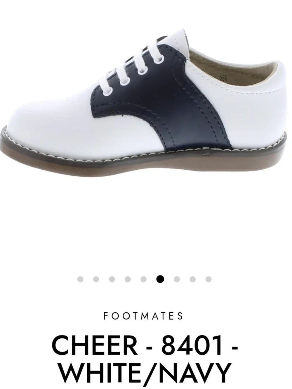 Footmates Cheer Boys Leather White/Navy Lace-Up Shoes, Size 1